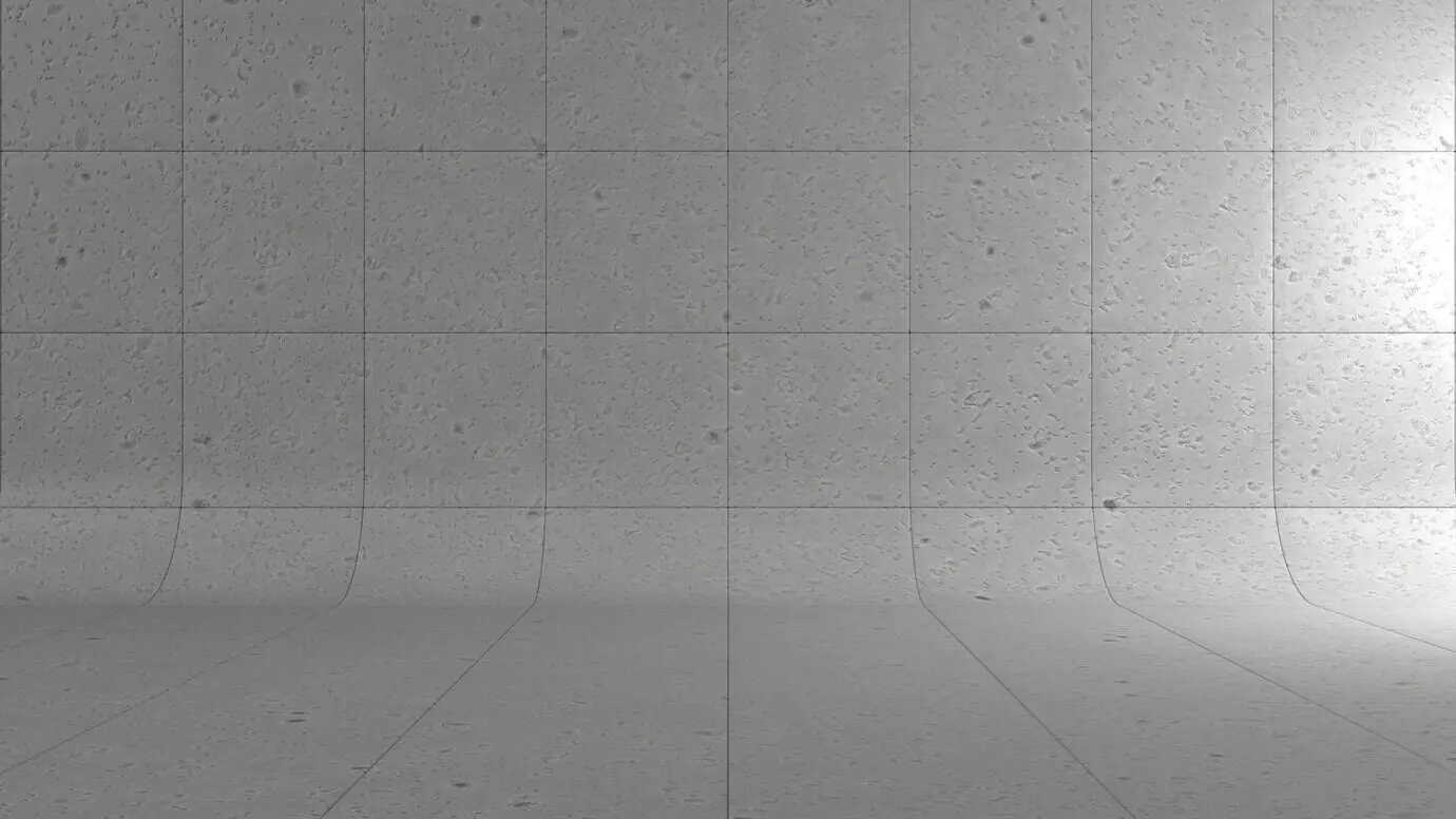 A 3D concrete interior featuring architectural columns and structures.